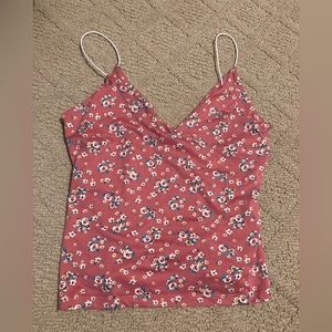 Pink floral spaghetti strap top